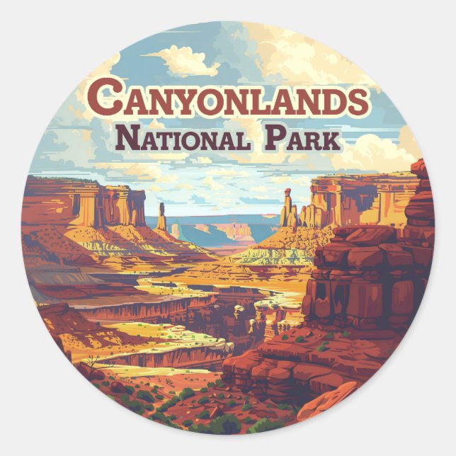 Canyonlands Nationalpark Utah Moab Retro Runder Aufkleber (Vorderseite)