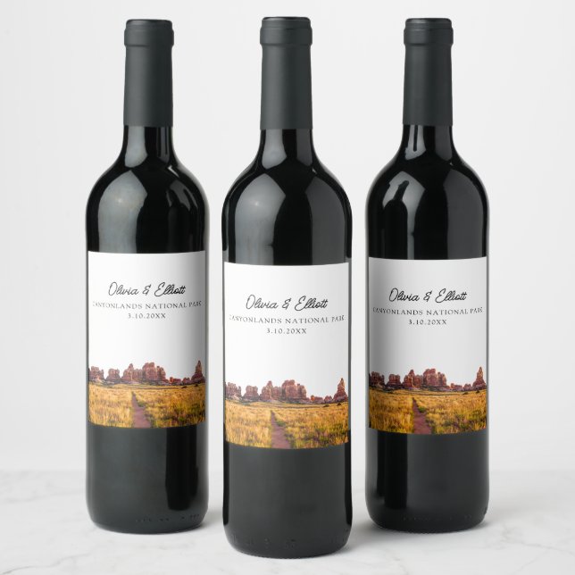 Canyonlands Nationalpark Wedding Personalisiert Weinetikett (Flaschen)