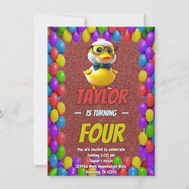 Caoutchouc Cute Invitation Personnalisé Anniversai (Devant)