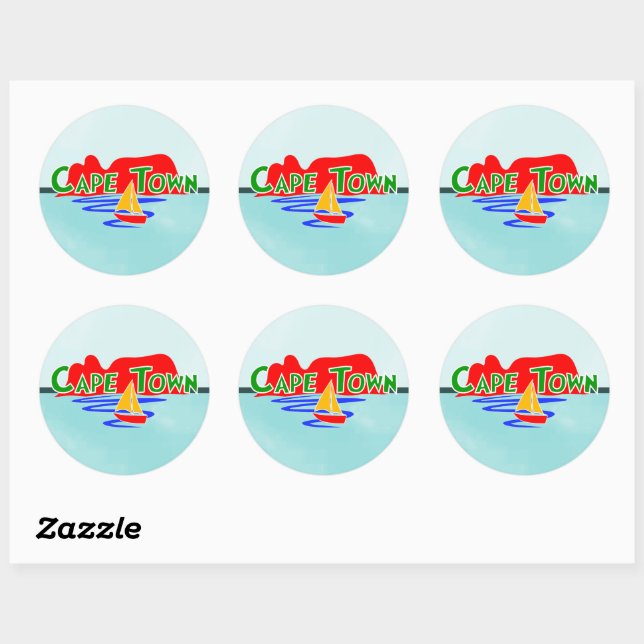 Cap Afrique du Sud Stickers ronds bleus (Feuille)