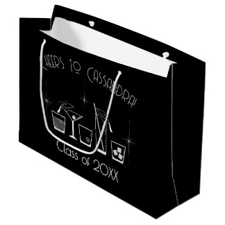 Cap and Cocktail Graduation Party Black Große Geschenktüte