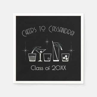 Cap and Cocktail Graduation Party Black Serviette