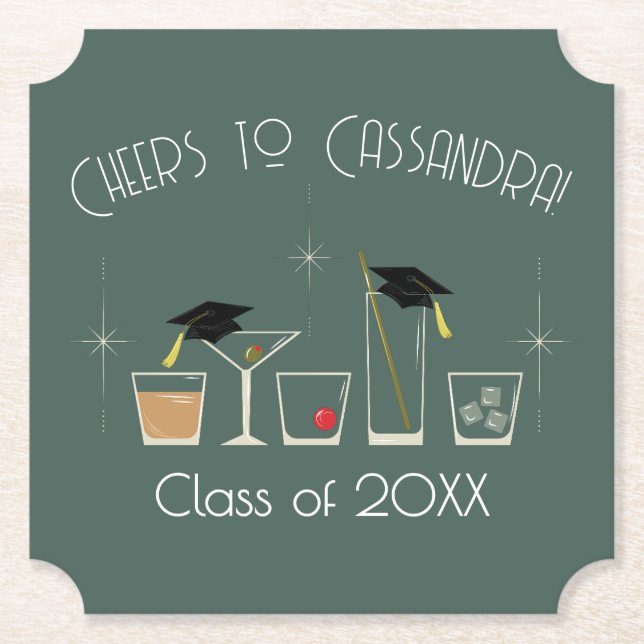 Cap and Cocktail Graduation Party Untersetzer (Vorderseite)