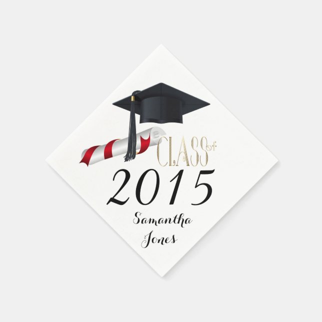 Cap and Diploma 2015 Graduation Party Napkins Serviette (Ecke)