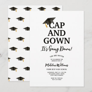 Cap and Gown es geht runter Abschluss Einladung