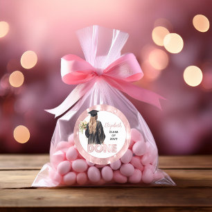 Cap and Gown   Pink Florals DONE Runder Aufkleber