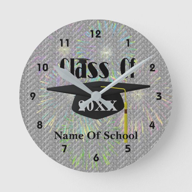 Cap And Tassel Class Of Graduation Runde Wanduhr (Vorderseite)
