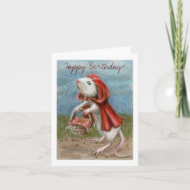 Cap de rat et panier, joyeux anniversaire ! Carte (Devant)