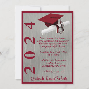 Cap & Diploma 12x18 Kardinal Rot/Silber Abschluss Einladung