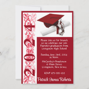 Cap & Diploma 12x18 Scarlet Roter Abschluss Einladung