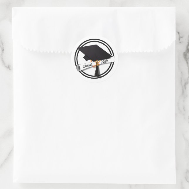 Cap Diploma Class 2026 Abschluss Runder Aufkleber (Tasche)