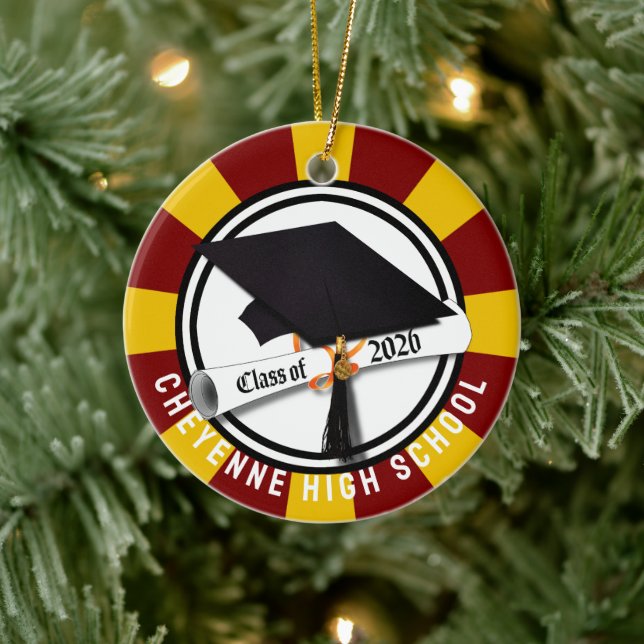 Cap Diploma Class 2026 Foto Abschluss Keramik Ornament (Baum)