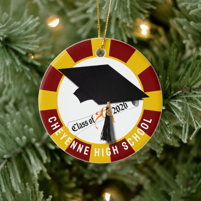 Cap Diploma Class 2026 Foto Abschluss Keramik Ornament (Baum)