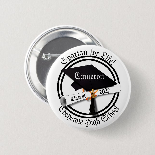 Cap Diploma Class of 2027 Graduation Button (Vorne & Hinten)