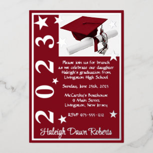 Cap, Diploma, & Stars, Kardinal Red Abschluss for Folieneinladung