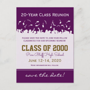 Cap & Gown Class Wiedersehen Rett-the-Date Postcar Ankündigungspostkarte