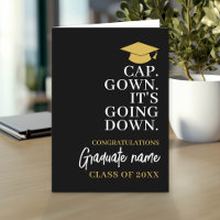 Cap Gown Es geht nach unten - Name Moderner Abschl
