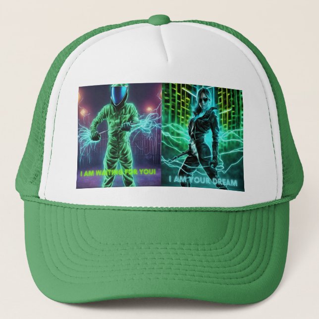 Cap neon grüne Fantasie Motivation und Ausdruck! Truckerkappe (Vorderseite)