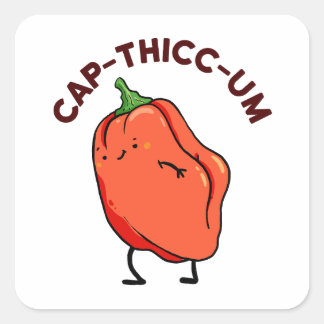 Cap-thicc-um-Capsicum-Pfeffer-Aufkleber Quadratischer Aufkleber