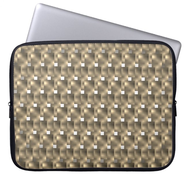 Capa de Laptop, quadrados brancos e plas marrom Laptopschutzhülle (Vorderseite)