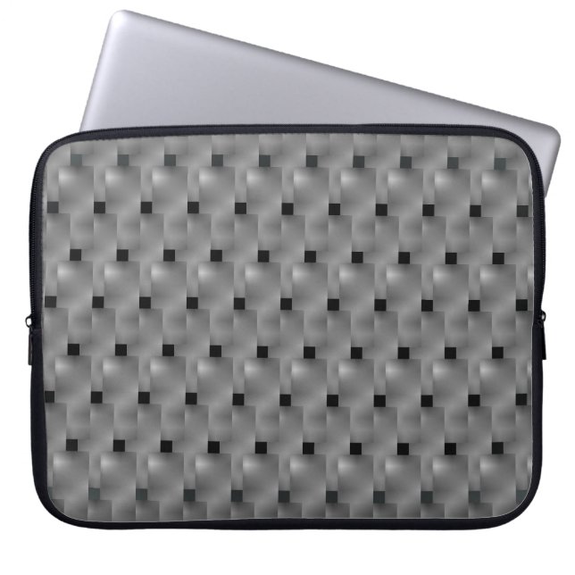 Capa de Laptop, quadrados pretos e Plaza Cinza Laptopschutzhülle (Vorderseite)