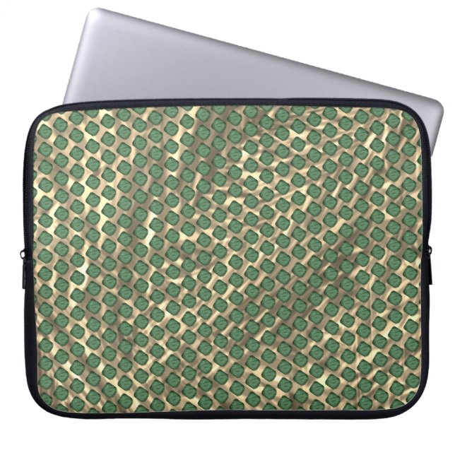 Capa de Laptop, quadriculos verdes sobre marrom Laptopschutzhülle (Vorderseite)