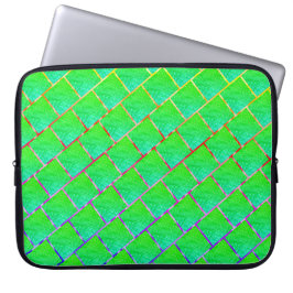 Capa de Laptop, quadros verde azulados, e linhas Laptopschutzhülle