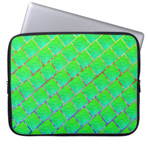 Capa de Laptop, quadros verde azulados, e linhas Laptopschutzhülle