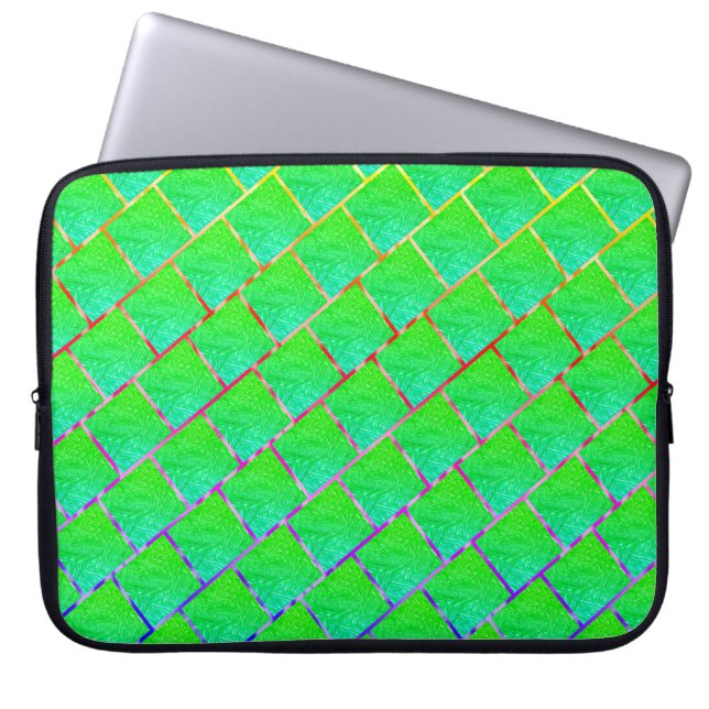 Capa de Laptop, quadros verde azulados, e linhas Laptopschutzhülle (Vorderseite)