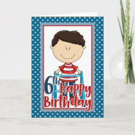 Capable Boy with Walker - Happy 6th Birthday Karte