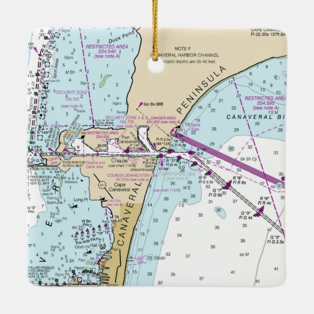 Capan Canaveral Nautical Chart Keramikornament (Rückseite)