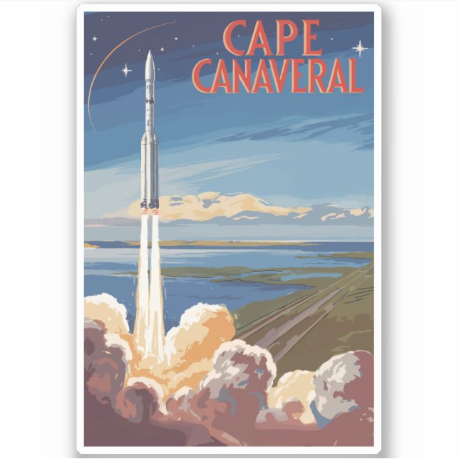 Capanna Canaveral Florida Painterly Travel Art Ret Aufkleber (Vorderseite)