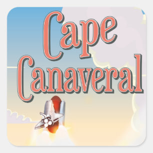 Capcanaveral-Reiseplakat Quadratischer Aufkleber
