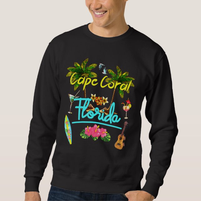 Capcoral Florida Beach Summer Palm Surf Sun Set Sweatshirt (Vorderseite)