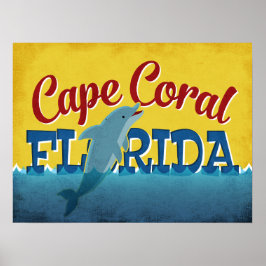 Capcoral Florida Dolphin Vintage Reiseplakat Poster
