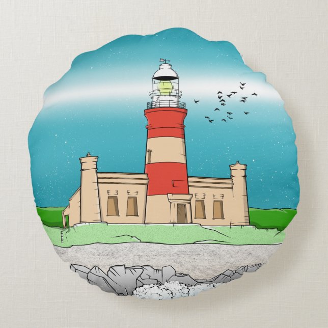 Cape Agulhas Lighthouse Rundes Kissen (Rückseite)
