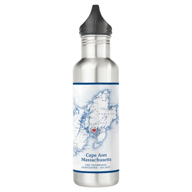 Cape Ann Gloucester Massachusetts Karte Wasser Fla Edelstahlflasche (Links)