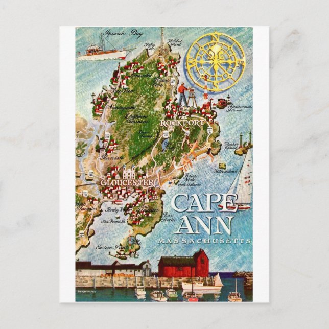Cape Ann Massachusetts Vintage Postkarte (Vorderseite)