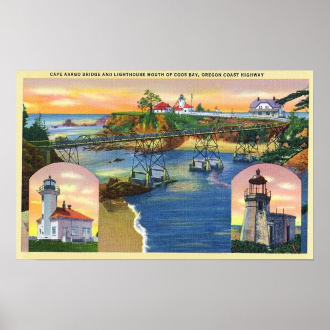 Cape Arago Bridge und Lighthouse Mouth Poster (Vorne)