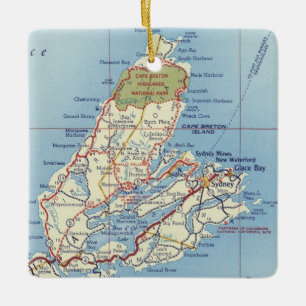 Cape Breton Island 50's Karte Keramikornament