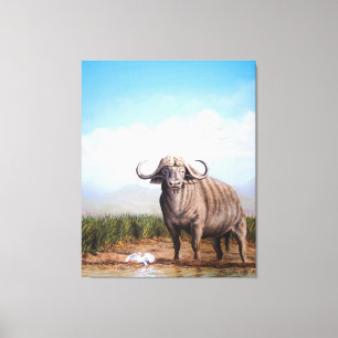 Cape Buffalo & Egret Ein perfektes Wochenende in L Leinwanddruck