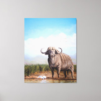 Cape Buffalo & Egret Ein perfektes Wochenende in L Leinwanddruck