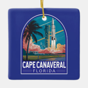 Cape Canaveral Florida Illustration Reise Kunst Keramikornament