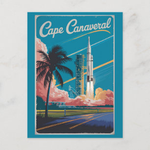 Cape Canaveral Florida Illustration Reise Kunst Postkarte