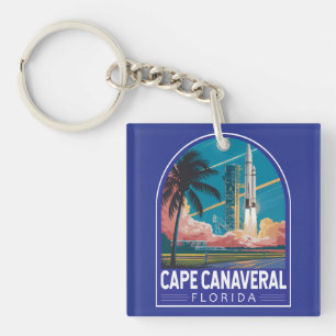 Cape Canaveral Florida Illustration Reise Kunst Schlüsselanhänger