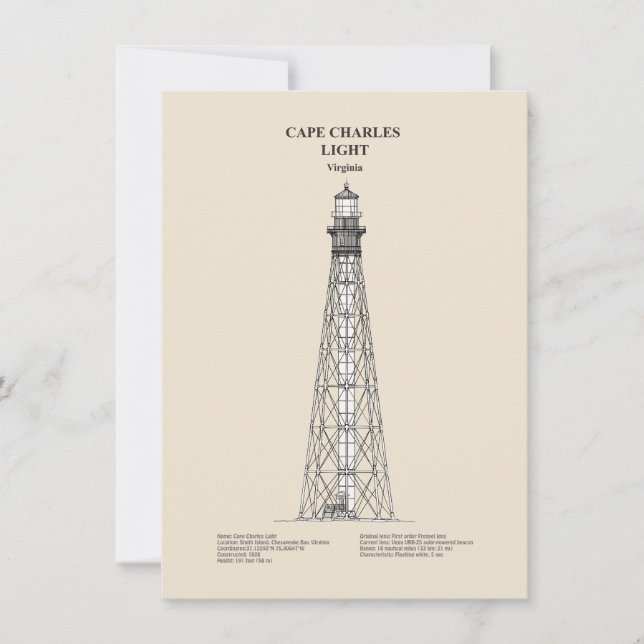 Cape Charles Lighthouse - Virginia - SBD Mitteilungskarte (Vorderseite)