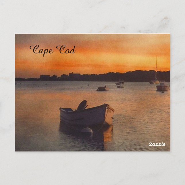 Cape Cod Boats bei Sunset Post Card Postkarte (Rückseite)
