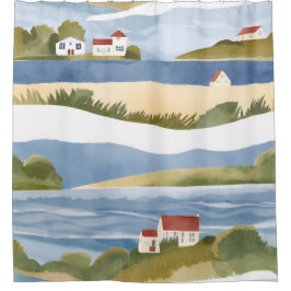 Cape Cod Bucht | Ozean Strand Küstenwasserfarbe Duschvorhang