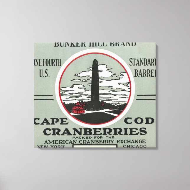 Cape Cod Bunker Hill Brand Cranberry Label Leinwanddruck (Vorderseite)