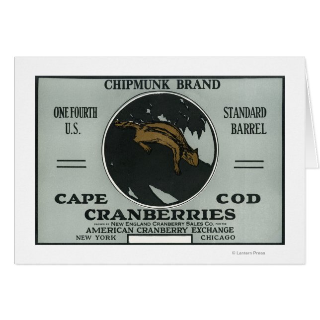 Cape Cod Chipmunk Marque Cranberry Étiquette (Devant horizontal)